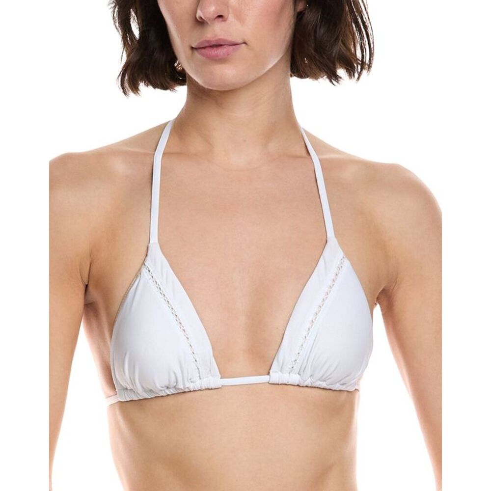 Monte And Lou Womens  Slide Triangle Bikini Top, White